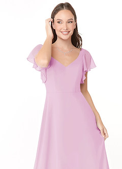 Azazie Syenna Bridesmaid Dresses Candy Pink A-Line Ruched Chiffon Dress image5