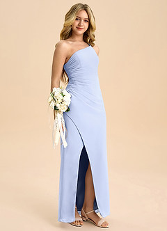 Azazie Eren Junior Vestido Gelo de Chiffon de Linha A com Plissado image1