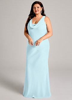 Azazie Rylina Bridesmaid Dresses Cloud Blue Mermaid Pleated Chiffon Dress image9