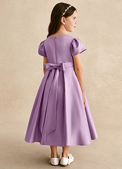 Azazie Princess Flower Girl Dresses Wisteria A-Line Pleated Matte Satin Dress image2