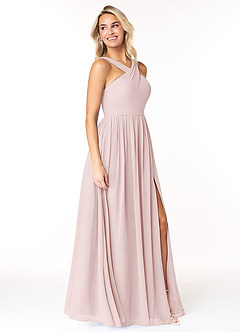 Azazie Elvira Bridesmaid Dresses Blushing Pink A-Line Pleated Chiffon Dress image4