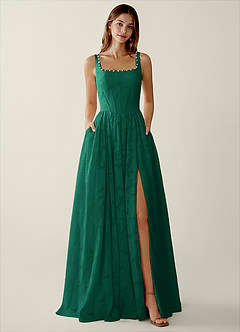 Megan Hunter Green Lace A-line Prom Dress image3