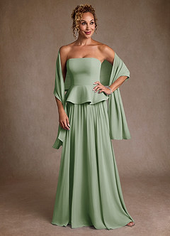 Azazie Josabeth Mère de la mariée Robes Robe Trapèze en Mousseline de soie Plissée Vert Sauge image1