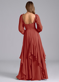 Azazie Karan Abiti da Damigella Abito A-Line in Chiffon Manica Lunga Terracotta image2