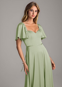 Azazie Chloe Bridesmaid Dresses Dusty Sage A-Line Sweetheart Neckline Stretch Satin Dress image6