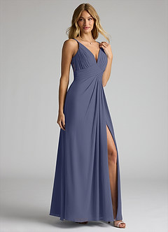 Azazie Maren Allure Bridesmaid Dresses Stormy A-Line V-Neck Lace Chiffon Dress image4
