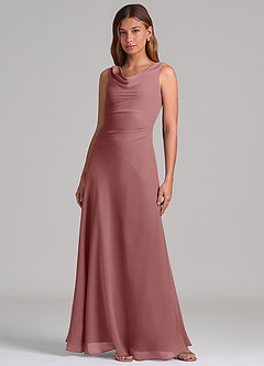 Azazie Nerine Brudtärnklänningar Klä av A-Linje i Chiffong Plisserad Desert Rose image3