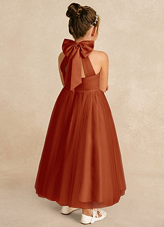 Azazie Bev Flower Girl Dresses Paprika A-Line Convertible Tulle Dress image6