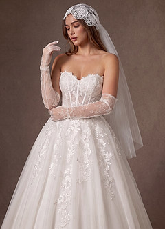 front Juliet-Schleier aus floraler Spitze