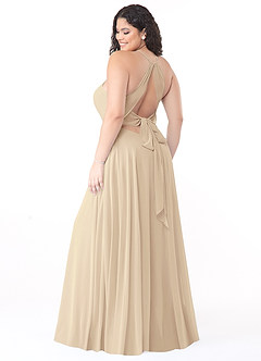 Azazie Evalleen Bridesmaid Dresses Champagne A-Line Pleated Chiffon Dress image8