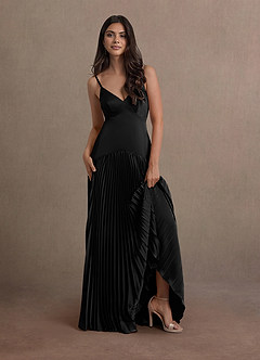 drop waist black formal dress Strapless Drop Waist Satin Gown Francesca main image 1