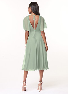 Azazie Tinsley Bridesmaid Dresses Dusty Sage A-Line Pleated Mesh Dress image2