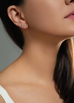 front Zircon Leaf Shaped Earrings