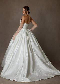 Azazie Celestia Vestidos de novia Vestido de Diamante Blanco de Jacquard Floral de Corte Princesa con Sin tirantes image2