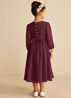 Azazie Lolo Flower Girl Dresses Cabernet A-Line with Sleeves Chiffon Dress image5