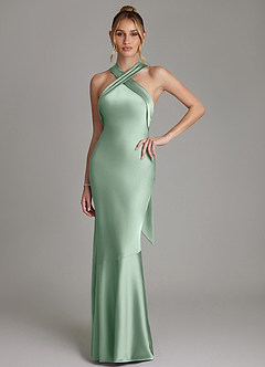 Azazie Reign Bridesmaid Dresses Agave Mermaid Pleated Stretch Satin Dress image1