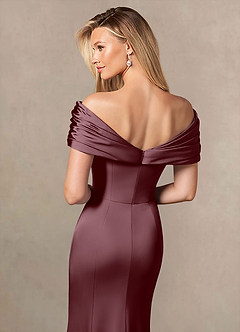 Azazie Auberdeen Mother of the Bride Dresses Sangria Mermaid Pleated Stretch Satin Dress image6