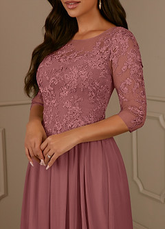 Azazie Harriet Mother of the Bride Dresses Desert Rose A-Line Scoop lace Mesh Dress image5
