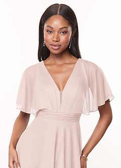 Azazie Tinsley Robes de demoiselle d'honneur Robe Trapèze en Maille Plissée Rose Pâle image5