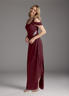 Azazie Weitzman vestidos de madre de la novia Vestido de Cabernet de Malla de Recto con Lentejuela image2