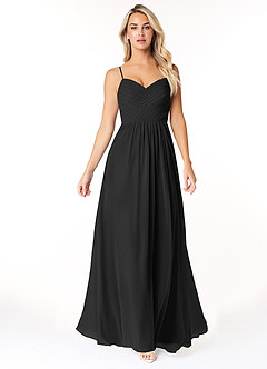 Azazie Lisbon Final Sale Black A-Line Sweetheart Neckline Chiffon Dress image5