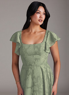 Azazie Bondi Bridesmaid Dresses Agave A-Line Ruched Floral Burnout Dress image5