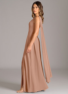 Azazie Tella Jurken voor bruidsmeisjes Jurk van Chiffon met A-Lijn One-Shoulder Champagne Roos image4