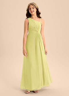Azazie Brooke Junior Lemon Sorbet A-Line Side Slit Chiffon Dress image5