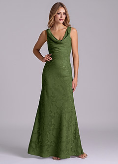 Azazie Rylina Bridesmaid Dresses Olive Mermaid Floral Burnout Dress image4