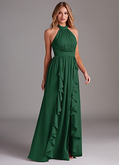 Azazie Avary Bridesmaid Dresses Dark Green A-Line Pleated Chiffon Dress image5