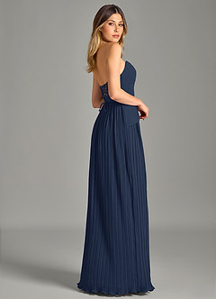 Azazie Becka Bridesmaid Dresses Dark Navy A-Line Strapless Chiffon Dress image5