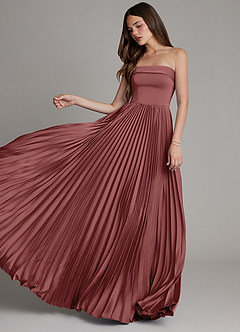 Azazie Mariana Bridesmaid Dresses Amethyst A-Line Pleated Stretch Satin Dress image5