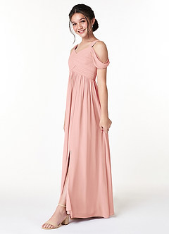 Azazie Lianne Junior Rosette A-Line Off the Shoulder Chiffon Dress image3