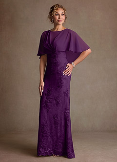 Azazie Amrita Mère de la mariée Robes Robe Sirène en Mousseline de soie Dentelle Grain De Raisin image1