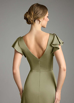 Azazie Omari Bridesmaid Dresses Pistachio A-Line Stretch Satin Dress image7
