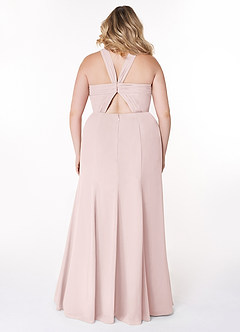 Azazie Rue Brautjungfernkleider A-Linie Halter Chiffon Kleid Zartrosa image8