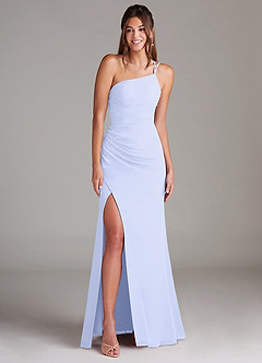Azazie Eren Jurken voor bruidsmeisjes Jurk van Chiffon met Kolom One-Shoulder Lavendel image9
