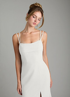 Azazie Egypt Abiti da Damigella Abito Tubino in Chiffon Scollo a Cuore Bianco image3