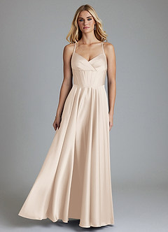 Azazie Alaia Suknie dla druhen Linia A Gorset Satyna elastyczna Do ziemi Sukienka image1