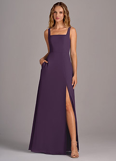 Azazie Debra Bridesmaid Dresses Plum A-Line with Pockets Chiffon Convertible Dress image5