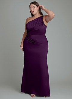 Azazie Akilah Brudtärnklänningar Klänning av Sjöjungfru i Stretch Satin One-shoulder Druva image10