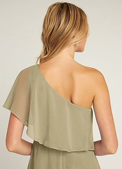 Azazie Lizzy Bridesmaid Dresses Moss Green A-Line One Shoulder Chiffon Dress image3