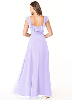 Azazie Jinny Robes de demoiselle d'honneur Robe Trapèze en Mousseline de soie Encolure carrée froncée Lilas image2