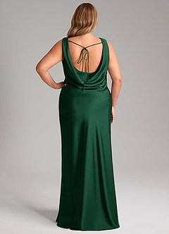 Azazie Rylina Bridesmaid Dresses Dark Green Mermaid Stretch Satin Dress image8