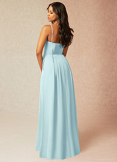 Azazie Kyedae Bridesmaid Dresses Sea Glass A-Line V-Neck Pleated Chiffon Dress image4