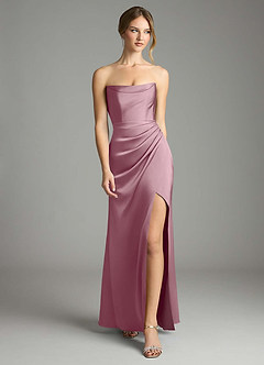 Azazie Leonis Bridesmaid Dresses Vintage Mauve Mermaid Pleated Stretch Satin Convertible Dress image5