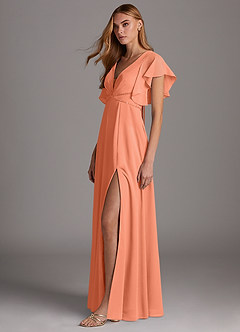 Azazie Kitr Slutförsäljning Klänning av A-Line i Chiffong Ruched Solnedgång image4