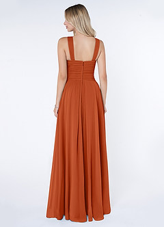 Azazie Kaleigh Bridesmaid Dresses Burnt Orange A-Line Pleated Chiffon Dress image2