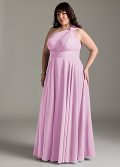 Azazie Charlize Bridesmaid Dresses Candy Pink A-Line One Shoulder Chiffon Dress image11