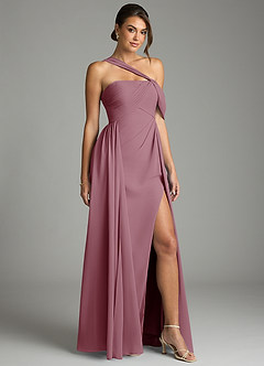 Azazie Kassandra Bridesmaid Dresses Vintage Mauve A-Line Off the Shoulder Chiffon Dress image5